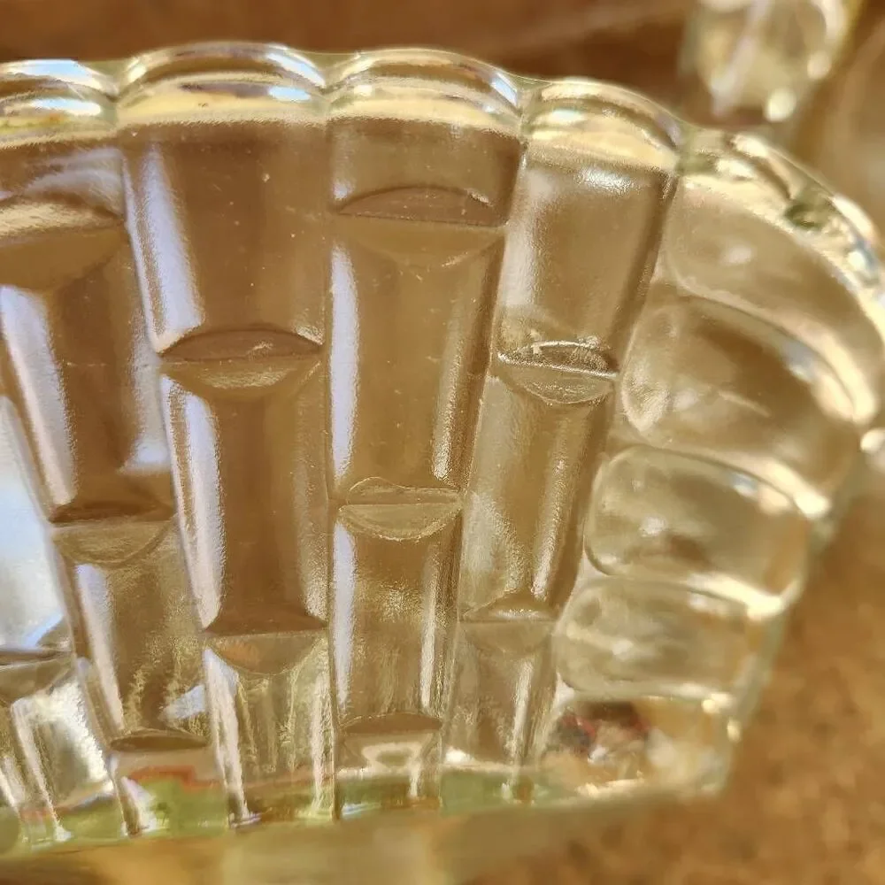 Glass trifle bowl home kitchen serving luncheon dinner dish geometric roses